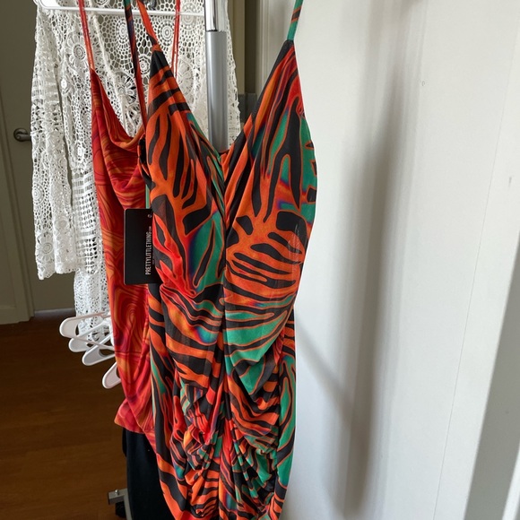 Sexy Multi Zebra Print Strappy Ruched Bodycon Dress - Picture 3 of 3